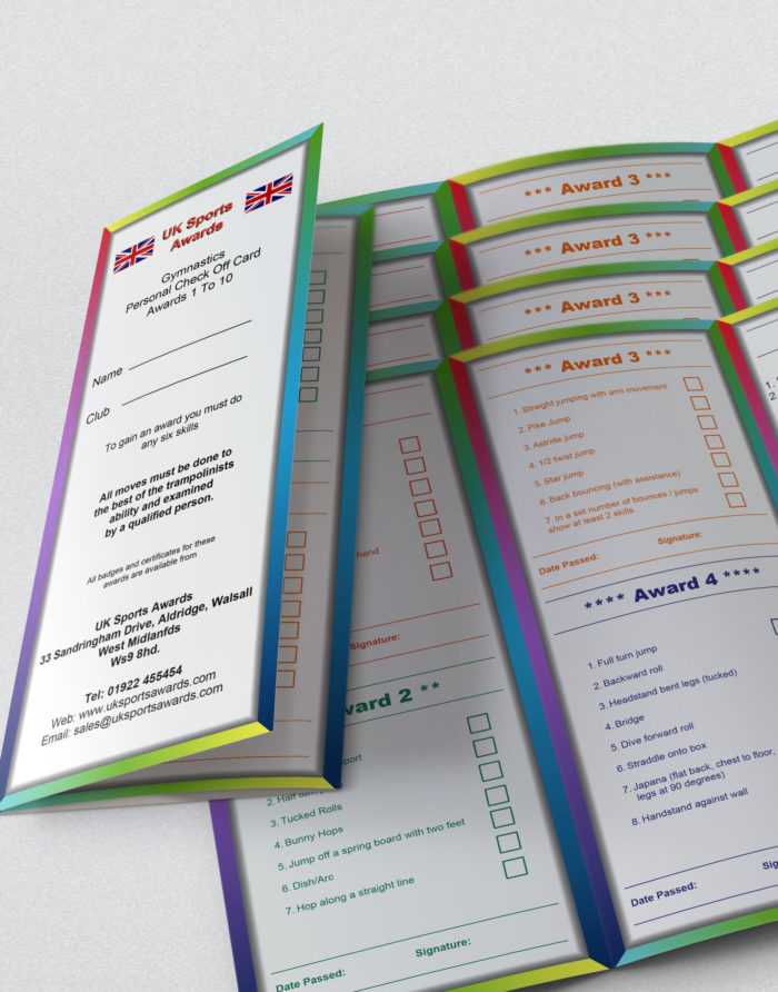 50 Gymnast Personal check off cards (Get 5 FREE Award Posters)